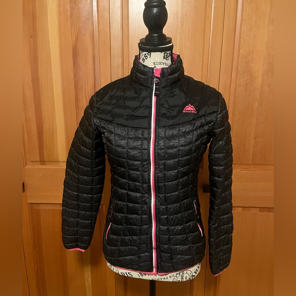 Snozu Black and Pink Kids Puffer Lightweight Jacket